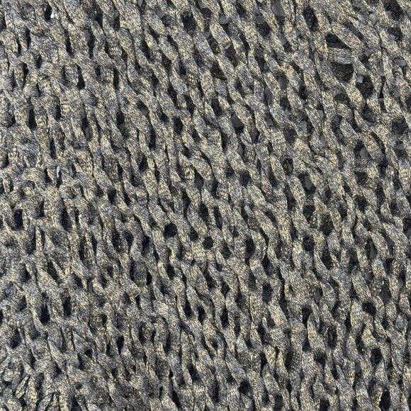 Eileen Fisher Brown Gold Metallic Open Knit Sweater V Neck Sz Lg EUC All Seasons - Picture 3 of 6